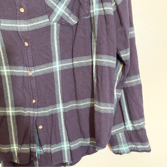 A New Day Plaid Collared Long Sleeve Front Pockets Button Down Shirt Blue XXL - Picture 13 of 15